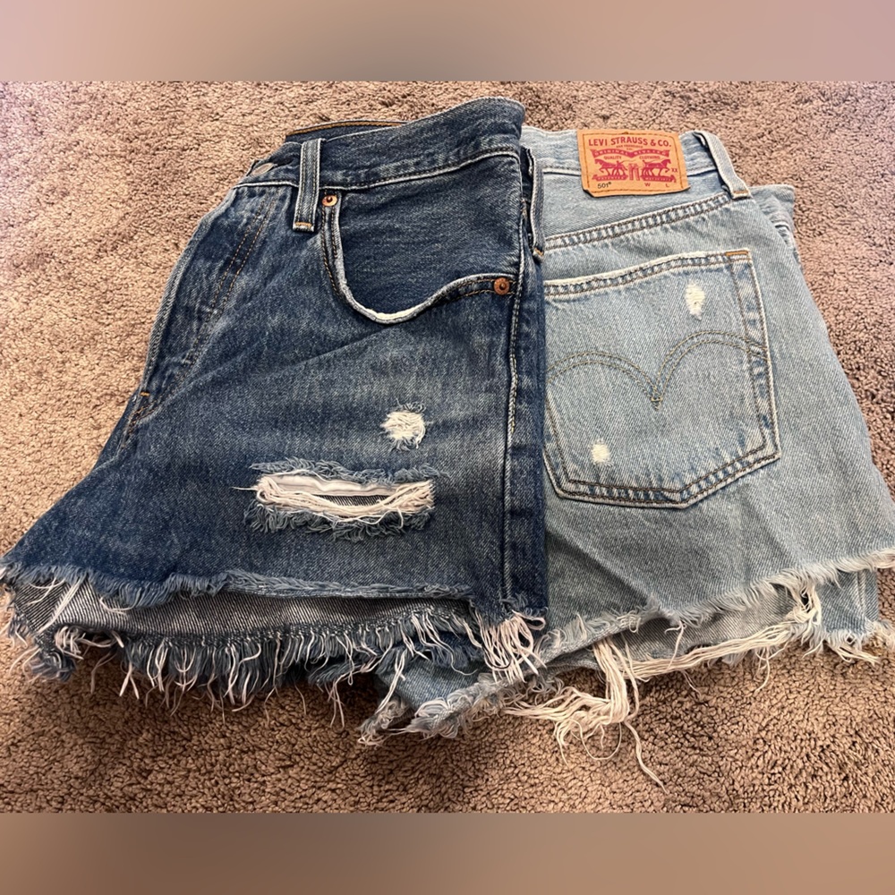 Levi's Two-Tone Distressed Denim Shorts
